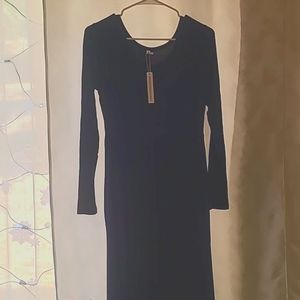 Women Long Sleeve Loose Plain Maxi Pockets Dresses Casual Long Dresses